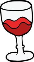 cartone animato doodle bicchiere di vino rosso vettore