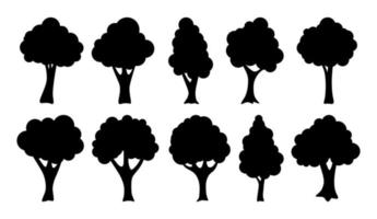 set di alberi disegnati a mano vettore