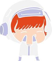 piatto colore stile cartone animato curioso astronauta vettore