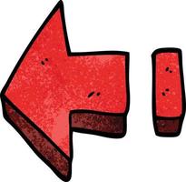 cartone animato scarabocchio rosso freccia vettore