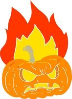 piatto colore illustrazione di un' cartone animato Halloween zucca vettore