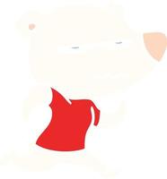 arrabbiato orso polare piatto colore stile cartone animato vettore