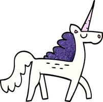 cartone animato scarabocchio mistico unicorno vettore