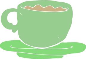 piatto colore stile cartone animato tazza di tè vettore