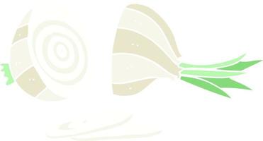 piatto colore illustrazione di un' cartone animato affettato cipolla vettore