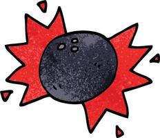 cartone animato scarabocchio bowling palla vettore