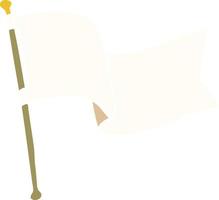 cartone animato scarabocchio bianca bandiera agitando vettore