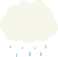 piatto colore stile cartone animato pioggia nube vettore