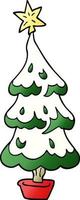 cartone animato scarabocchio nevoso Natale albero vettore