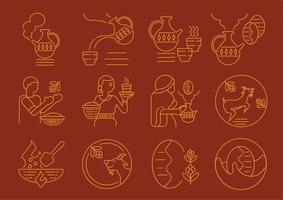 set di emblemi etiopi della cultura del caffè locale vettore