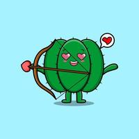 carino cartone animato personaggio romantico Cupido cactus vettore