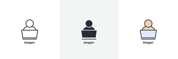 blogger icona. linea, solido e pieno schema colorato versione, schema e pieno vettore cartello. idea simbolo, logo illustrazione. vettore grafica