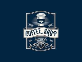 caffè negozio retrò logo Vintage ▾ stile vettore
