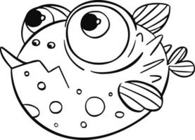 linea marino pesce palla simbolo mano disegnato vettore