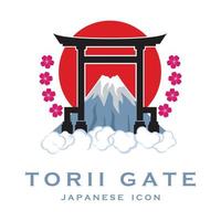 giapponese torii cancello vettore e illustrazione con slogan modello