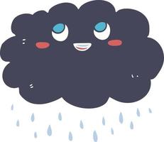 piatto colore illustrazione di un' cartone animato nuvola di pioggia vettore