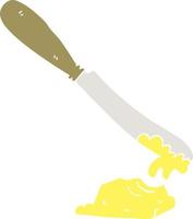 piatto colore stile cartone animato coltello diffusione burro vettore
