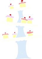 piatto colore stile cartone animato torta In piedi vettore