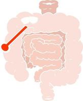 piatto colore stile cartone animato malsano intestini vettore