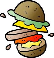 cartone animato scarabocchio di un' hamburger vettore
