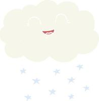 piatto colore illustrazione di un' cartone animato nube nevicando vettore