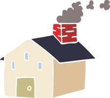 cartone animato scarabocchio Casa con fumo camino vettore