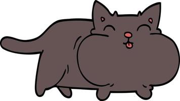 gatto grasso di doodle del fumetto vettore