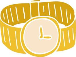cartone animato scarabocchio oro polso orologio vettore