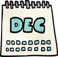 calendario di doodle del fumetto che mostra il mese di dicembre vettore