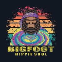 bigfoot hippie anima retrò vettore illustrazione
