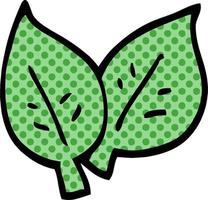 cartone animato scarabocchio di verde le foglie vettore