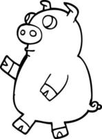 linea disegno cartone animato divertente maiale vettore