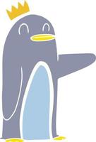 piatto colore stile cartone animato imperatore pinguino vettore