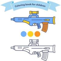 libro da colorare di fucile automatico per bambini. mitragliatrice giocattolo per bambini isolata su uno sfondo bianco illustrazione piatta vettoriale. vettore