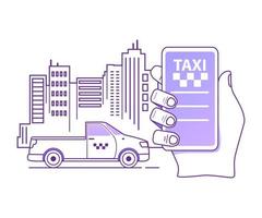 in linea Taxi taxi ordine mobile applicazione concetto.mano Tenere smartphone App . vettore