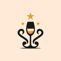 bicchiere vino stella moderno lusso logo vettore