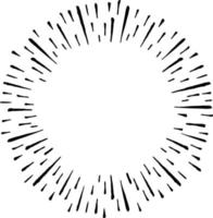 elemento di design doodle starburst. illustrazione di schizzo dei telai dello sprazzo di sole vettore