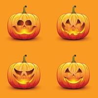 impostato di carino e pauroso Halloween zucche. autunno vacanza vettore illustrazione