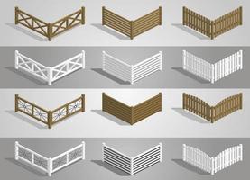 set di diverse sezioni di recinzione in legno vettore