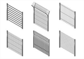 set di 6 recinzioni metalliche vettore
