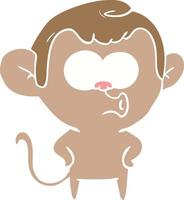 scimmia sorpresa cartone animato stile colore piatto vettore