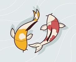 due pesci koi giapponesi stanno nuotando vettore