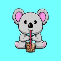 carino koala bevanda boba latte tè cartone animato vettore icone illustrazione. piatto cartone animato concetto. adatto per qualunque creativo progetto.