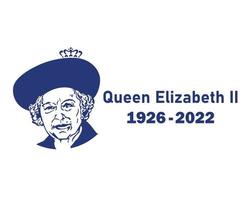 Regina Elisabetta ritratto viso 1926 2022 blu Britannico unito regno nazionale Europa vettore illustrazione astratto design elemento