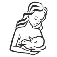 madre l'allattamento al seno sua bambino simbolo vettore