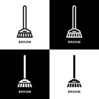 scopa icona cartone animato. pulizia servizio domestico simbolo vettore logo
