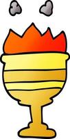 cartone animato scarabocchio fiammeggiante d'oro tazza vettore