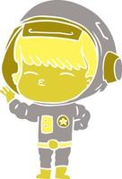 piatto colore stile cartone animato curioso astronauta vettore