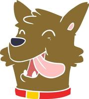piatto colore stile cartone animato contento cane viso vettore