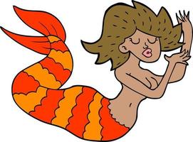 sirena della donna di doodle del fumetto vettore